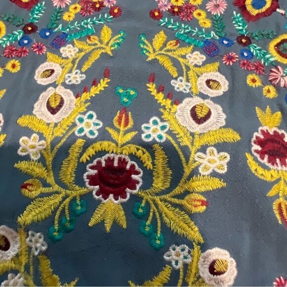 Umgee small lined skirt, embroidery flowers boho  work date concert - Picture 4 of 15